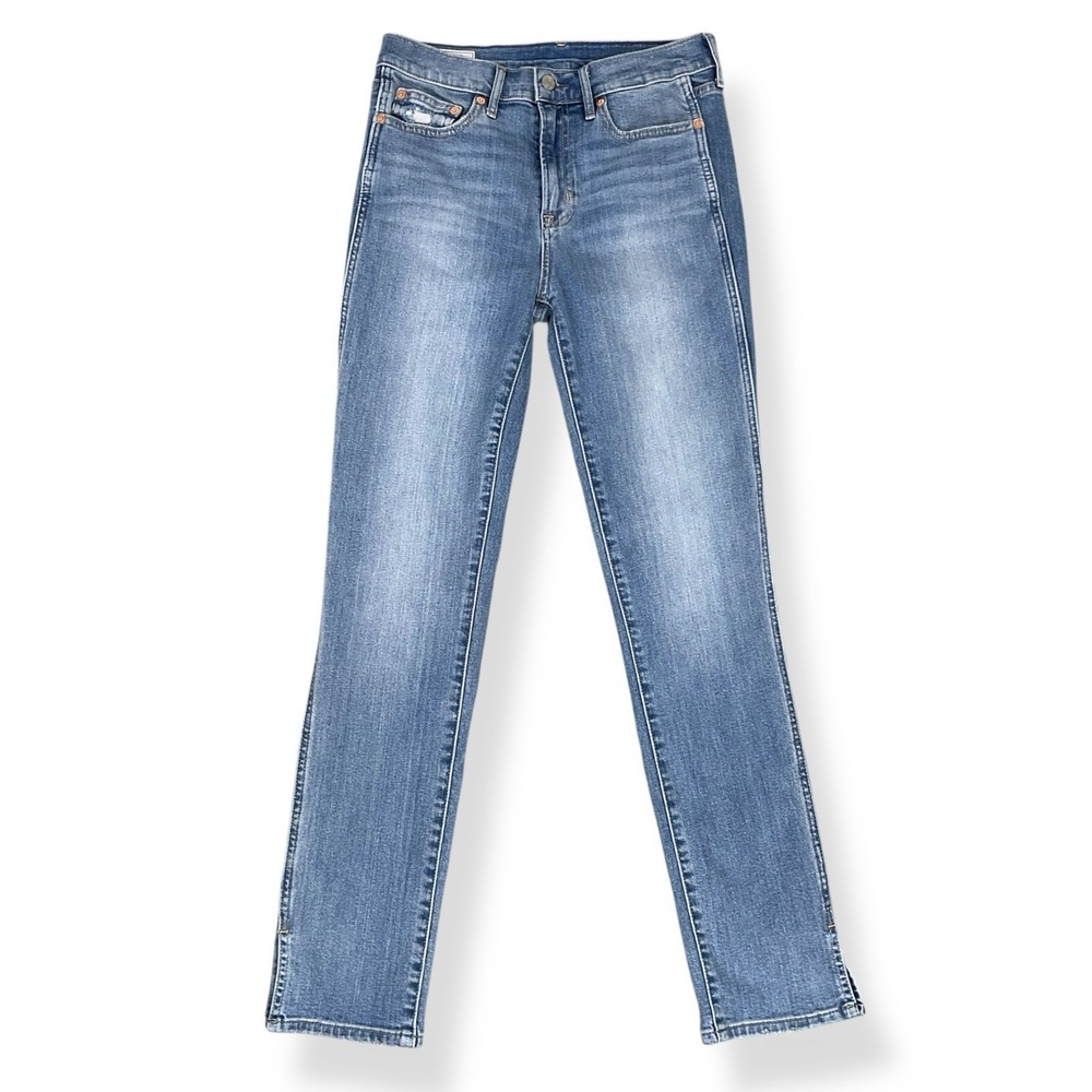 Gap Jeans Women 28/6T (ACTUAL 28x30) Blue Vintage Slim Mid Rise Cuff Slit Denim